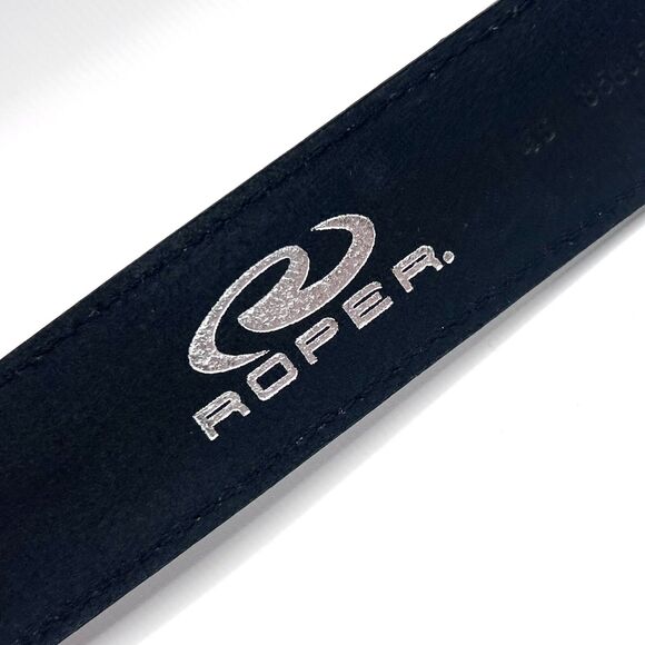 Croc Embossed Black Leather Belt by Roper  Removable Engraved Buckle Western 46 - Picture 8 of 10